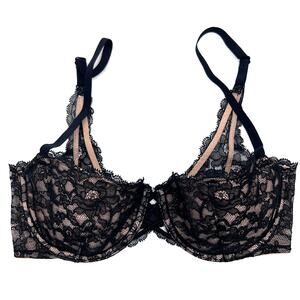 Victoria's Secret Size 32D Very Sexy Balconette Black Lace Bra